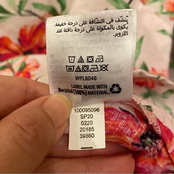 CHARTER CLUB Women Floral Linen Blend Button Long Sleeve Shirt Size Large - Picture 9 of 9